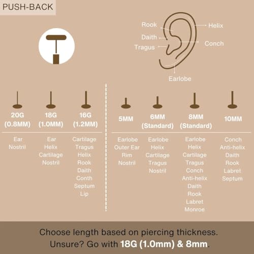 16G/18G/20G Tiny CZ Stud Earrings, Gold Flat Back Earrings, Threadless Cartilage Tragus Piercing Conch Stud Nose Helix Stud - color: CZ -Silver, size: 16/18/20 gauge (1.2mm/1.0mm/0.8mm post)