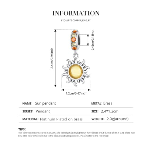 Celestial Bead Charms for Bracelets, Star Moon Dreamcatcher Dangle Charms, Silver Tone Copper, Glass Resin CZ Accents, Charm Beads for Women Jewelry Making, Gift Box Included - color: Golden Sun Dangle Charm