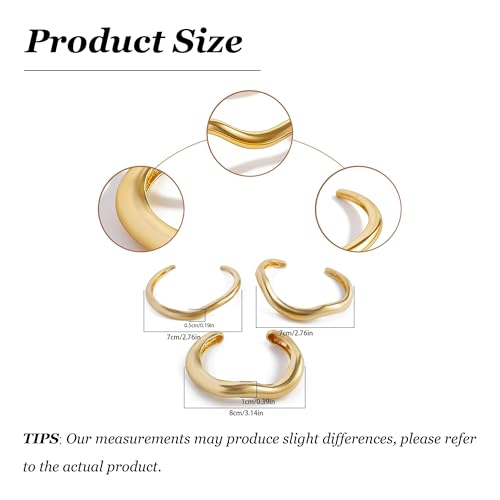 Frodete Chunky Gold Bangles for Women Non Tarnish Chunky Wide Cuff Bracelets Silver Cuff Bangle Bracelet Trendy Statement Minimalist Jewelry Gifts - color: A39:gold bangles