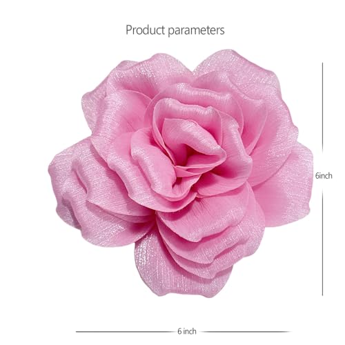 Flash Camellia Flower Brooch Pin for Women Men Elegant Texture Fabric Dahlia Rose Floral Brooches Lapel Pins Dainty Wedding Holiday Party Costume Dress Accessories Jewelry - color: Pink
