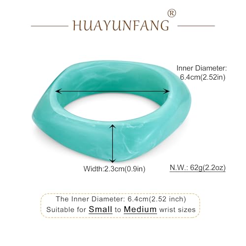 Chunky Acrylic Bangles Bracelets For Women Geometric Acrylic Resin Acetate Mottled Wide Bangle Bracelet Statement Colorful Bangles for Party - color: 03-square bangle
