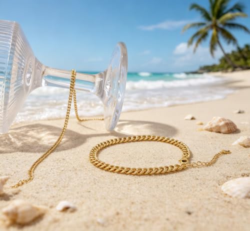 Anklets for Women, Gold/Silver Chunky Cuban Link Anklet Bracelets for Women Layered Gold Anklets for Women Waterproof Adjustable Women's Anklets Beach Jewelry - style: chunky cuban anklet set-gold