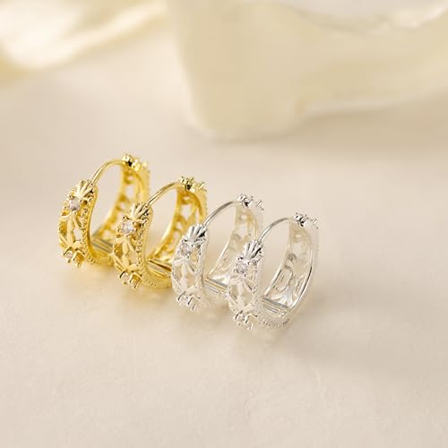 LLWOM Gold Huggie Earrings for Women-14k Gold/Silver/Rose/Black Plated Heart Hoop Earrings Hypoallergenic Lightweight Hoops Gifts - style: Silver Classical