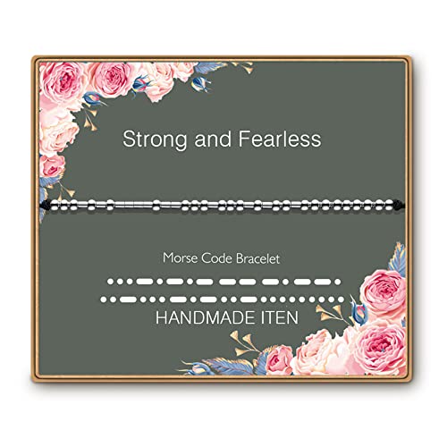 ASELFAD Morse Code Bracelets for Women, Funny Best Friend Birthday Gifts for Women Friendship Bracelets, Inspirational Jewelry, Teen Girl Gifts Trendy Stuff - style: Strong and fearless