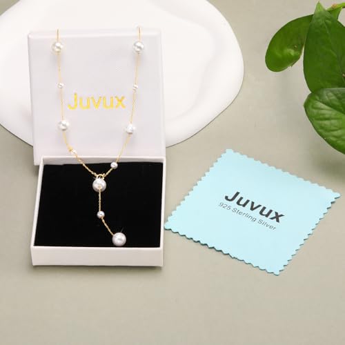 Pearl Necklace for Women 925 Sterling Silver Single Pearl Jewelry with Shell Pearl Pendant - Dainty Choker Necklace Suitable for Anniversary, Wedding, Birthday Gifts - color: Gold