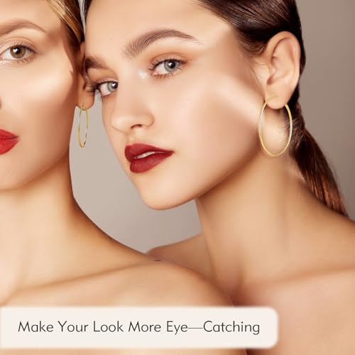 5 Pairs Gold Hoop Earrings for Women, Hypoallergenic Gold Earrings for Women,Stainless Steel Earrings Set, 30/40/50/60/70mm