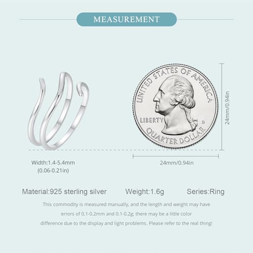 MUNDELL 925 Sterling Silver Simple Multi-layer Leaf Adjustable Ring Green Lucky Leaves Statement Ring for Women Promise Ring Fine Jewelry - color: Size 6-8