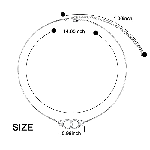 Yearace Choker Necklaces for Women S925 Sterling Silver Sideways Cross/Butterfly/Handcuffs/Infinity Interlocking/Chakra Choker Necklace Dainty Sideways Cross Necklace Jewelry Gift - style: Handcuffs 14+4''