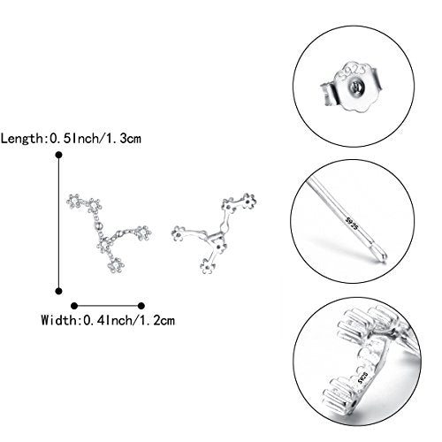 925 Sterling Silver CZ Horoscope Zodiac 12 Constellation Astrology Ear Crawler Post Earrings Gift for Mom Women Mothers Day/Valentines Day/Birthday/Christmas/Anniversary - style: Leo (Jul 23 - Aug 22)