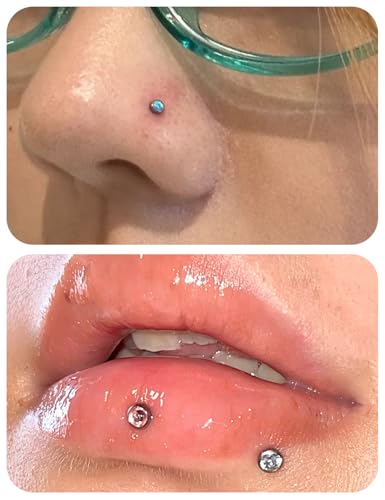 20G 18G 16G Threadless Nose Rings Studs Flat Back Earrings Surgical Stainless Steel Opal Nose Rings Stud Tragus Helix Conch Cartilage Earrings Piercing Jewelry For Women Men Hypoallergenic - style: 16G-6MM Bar