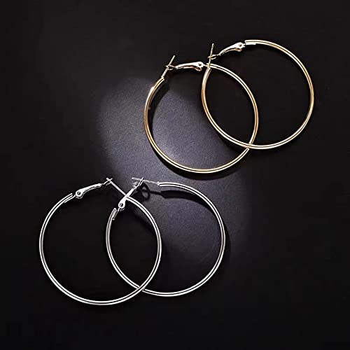 90mm(3.5'') Large Circle Endless Hoop Earrings Extra Big Round Huggie Hoops Statement Earring Minimalist Hooped Christmas Jewelry for Women - color: Gold