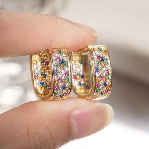 Luxury Paved Cubic Zirconia Hoop Earrings for Women Wedding Trendy Jewelry - color: E5323