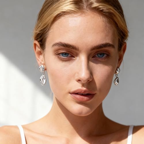 Fringe Dangling Tassel Earrings for Women, Handcrafted Chandelier Long Bohemian Beaded Cubic Zirconia Crystal Imitation Pearls Inlay Statement Boho Chain Hook Earrings for Wedding Party - color: Sliver