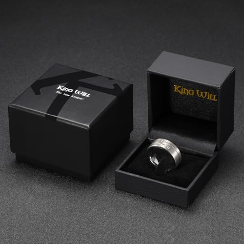 King Will Mens Tungsten Wedding Band with Cubic Zircon Inlay 7mm/8mm Flat Cut Comfort Fit Engagement Rings - color: C-Silver-8mm