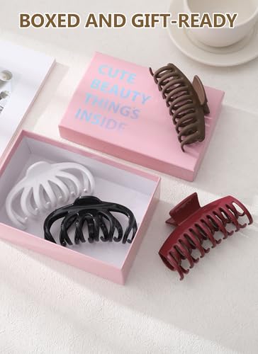 4 Pack Silicone Flexible Hair Claw Clips - Nonslip Large Bendable Soft Claw Clip for Women, Silicone Hair Clips Hair Accessories - color: White+Black+Coffee+Dark red