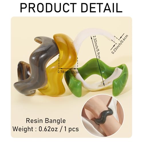 Firstmeet Irregular Bold Open Cuff Acrylic Bangle - Oversized Statement Bracelet for Edgy Style - color: Lignt Brown
