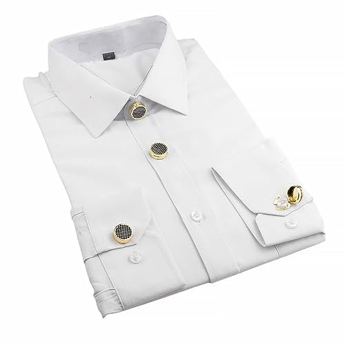 Mens Button Covers Tuxedo Shirt Cufflinks Alternative | Fake cufflinks and alternative fashion jewelry accessories for mens formal business dress shirts suits and groomsmen - color: A black Golden