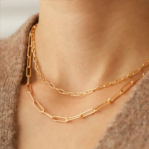 Jabogrii 10 Meters Gold Soldered Jewelry Making Chain Paperclip Brass Chain | Bulk Necklace Bracelet DIY Craft Chain for Jewelry Making - color: Small Paperclip Gold