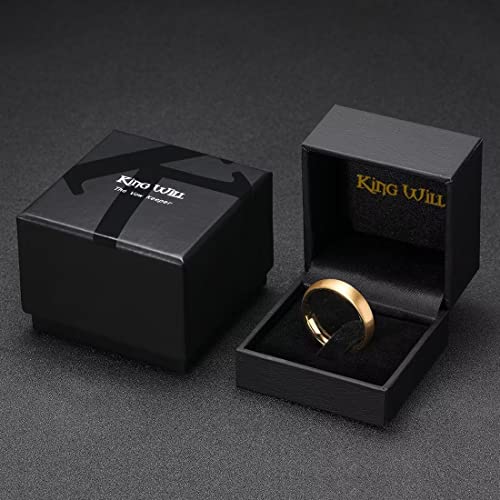 King Will Wedding Band for Men Women, 2/4/6/7/8mm Domed Matte Brushed Tungsten Carbide Rings, Solid/Dual Color Engagement Rings, Comfort Fit - color: Gold-4mm