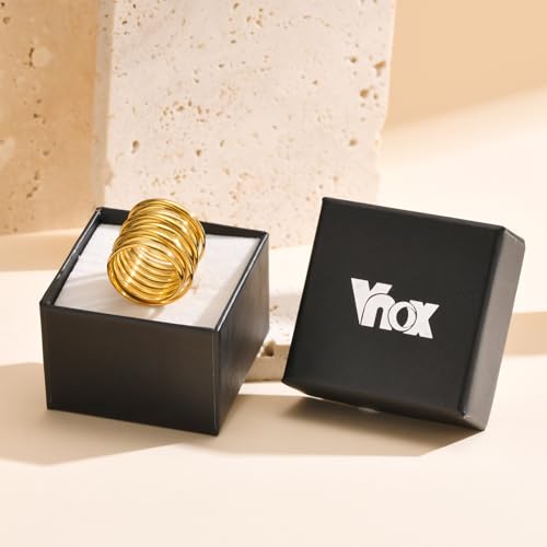 VNOX Gold Rings for Women 丨 14k Gold Plated Stainless Steel Chunky Statement Rings Twisted Braided Ring Stackable Rings Chunky Signet Ring for Womens Jewelry Trendy - style: Wrap