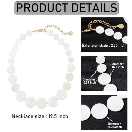 Firstmeet Boho Round Shell Necklace Old Money Style Strand Seed Bead Collar