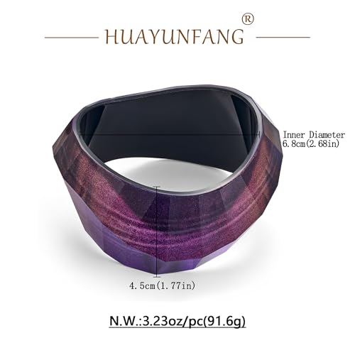 Chunky Acrylic Bangles Bracelets For Women Geometric Acrylic Resin Acetate Mottled Wide Bangle Bracelet Statement Colorful Bangles for Party - color: Punk Resin Bangle-Purple