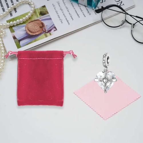LNQOBU Birthstone Charm for Bracelets,925 Sterling Silve Heart Dangle Charms for Pandora Bracelets - color: D-April