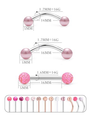 14G Tongue Rings Snake Frog Eyes Piercing Jewelry for Women Men Surgical Steel Plastic Tongue Rings - color: Rose Gold
