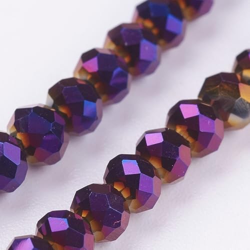 1110pcs Faceted Rondelle Glass Seed Beads 3x2mm Mini Crystal Loose Spacer Beads for DIY Friendship Bracelet Necklace Beading Craft Jewelry Making Ornament, Purple Plated - color: Purple Plated