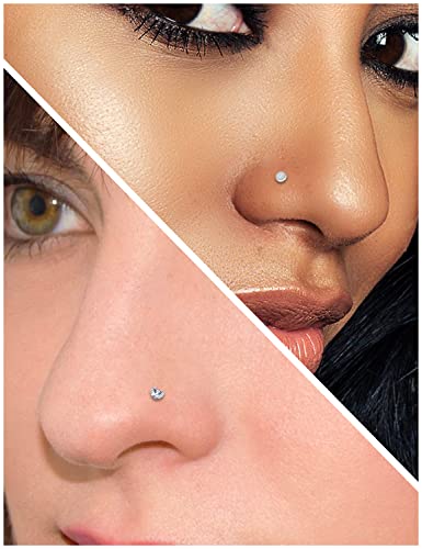 20G 18G 16G Push in Theadless Nose Rings Studs Hypoallergenic Lip Labret Jewelry Flat Back Nose Stud Stainless Steel Cartilage Helix Tragus Earrings for Women Men 6mm 7mm 8mm Bars Diamond 3mm - color: A:18G-Push in-Bar 7mm