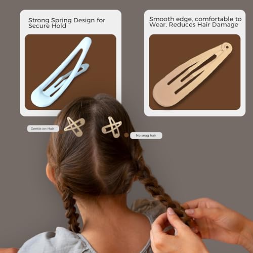 50pcs Snap Hair Clips, 25pcs Glossy & 25pcs Matte Hair Barrettes