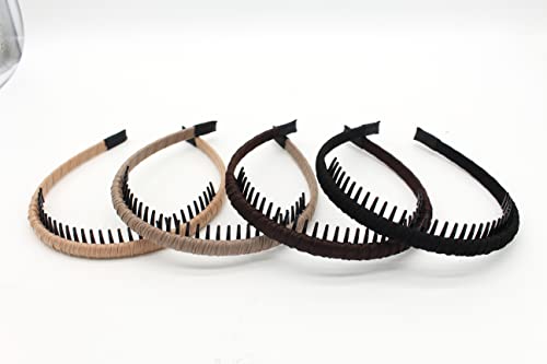 JOBAND 4pcs Hairbands for Women, Non-Slip Zig Zag Headbands, Adjustable Teeth Comb Hair Hoop, Daily Use, Yoga, Spa, Parties, Resin Cotton Blend | Non Slip hair accessories for women Can easily solve the problem of short hair on the forehead Suitable Daily
