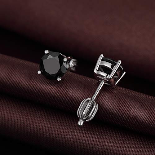 Jiamiaoi Stud Earrings Screw Back Sterling Silver Cubic Zirconia Stud Earrings Set 4 Millimeters-8 Millimeters Nickle Free Hypoallergenic Earring Studs - color: J-Black Zircon, size: 8mm