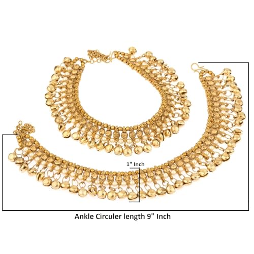 Efulgenz Indian Ankle Bracelet Pair Faux Kundan Pearl Ghungroo Anklet Set
