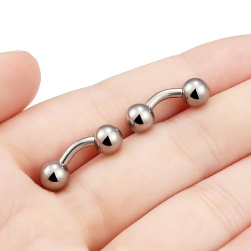 G23 Titanium 16G 14G 12G Big Piercing Balls PA Rings Piercing Jewelry Hypoallergenic Externally Threaded Curved Barbell VCH Piercing Jewelry Women Men 6mm 8mm 10mm Balls - style: 12G Titanium-6mm bars-6mm balls