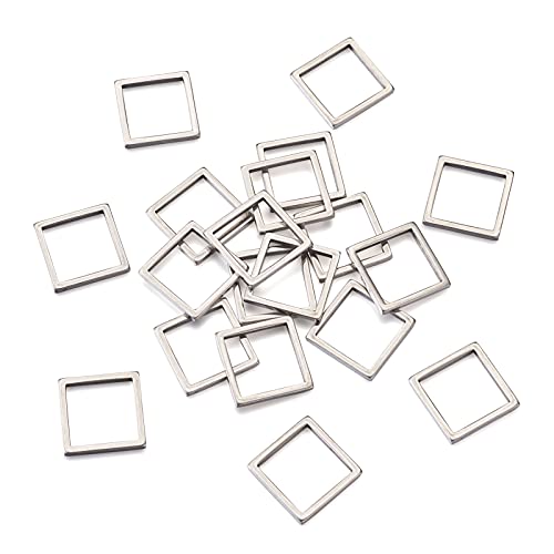 30Pcs Square Link Charms Hollow Frame Link Connector Charms Metal Hollow Pendants Open Bezel Pendant Stainless Steel Beading Hoop for Earrings Bracelet Necklace Jewelry Making - color: Matte Silver, Square