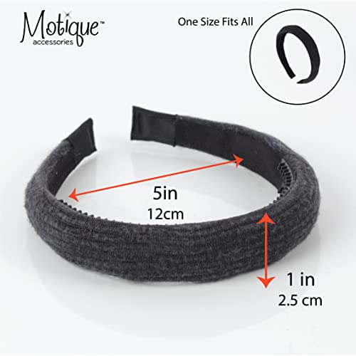 1 Inch Ribbed Cotton Padded Headband for Women and Girls - Black - color: 1'' Black