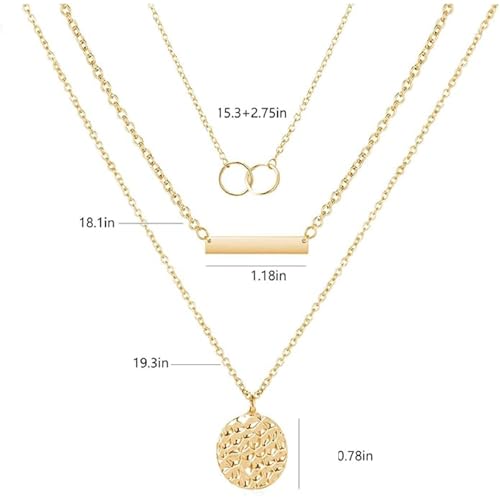 Layered Necklace Pendant Handmade Dainty Choker Bar Layering Long Necklace for Women(Silver) - color: Golden buckle