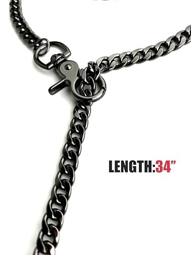 paloli Women's Slip Chain Rainbow Heart O-Ring Chunky Chain Necklace, Rays Cuban Long Layered Jewelry, Adjustable Lariat Y-Necklace Heart Loop Choker - color: E-Heart-Black-Black