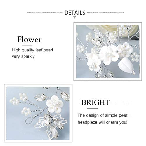 Bride Flower Wedding Hair Vine Pearls Bridal Hair Piece Crystal Hair Accessories for Women