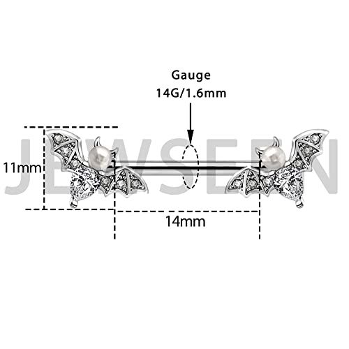 Nipple Barbell 14g Piercing Jewelry with Sparkling CZ Stones - Perfect for Halloween Body Piercing