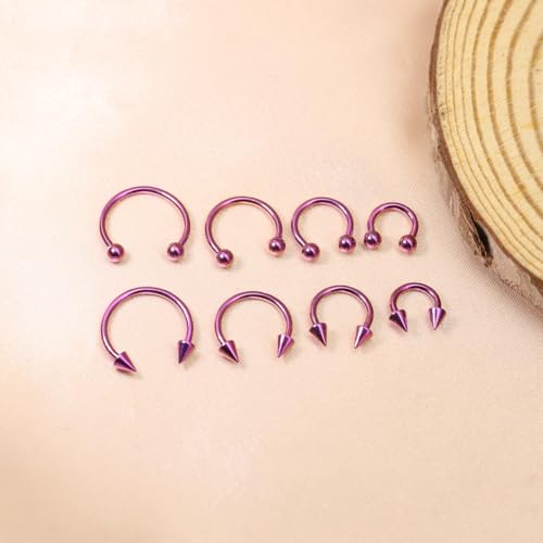 BLISI G23 Solid Titanium Eyebrow Piercing Jewelry, Gold Black Rose Gold Silver Pink Rainbow Eyebrow Rings 16G Curved Barbell,Tiny Vertical Labret Lip Jewelry Rook Piercing Jewelry for Women and Men - color: Pink 2