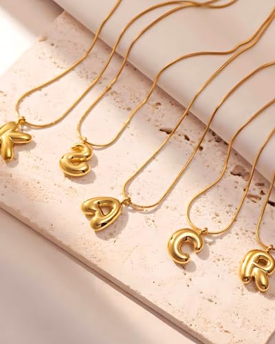 stino No Tarnish Bubble Letter Charms for Jewelry Making | 8K Gold Plated, 26 Pieces A-Z, Alphabet, Initial, Pendants, for Necklace - style: Large