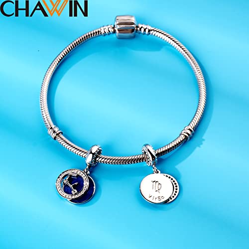 Zodiac Sign Charms for Charm Bracelets - 925 Sterling Silver Necklace Pendants, 12 Constellation/Horoscope Star Dangle - Dangling Birthstone Beads, Birthday Gifts for Women/Men. - color: Virgo (8.23~9.22)
