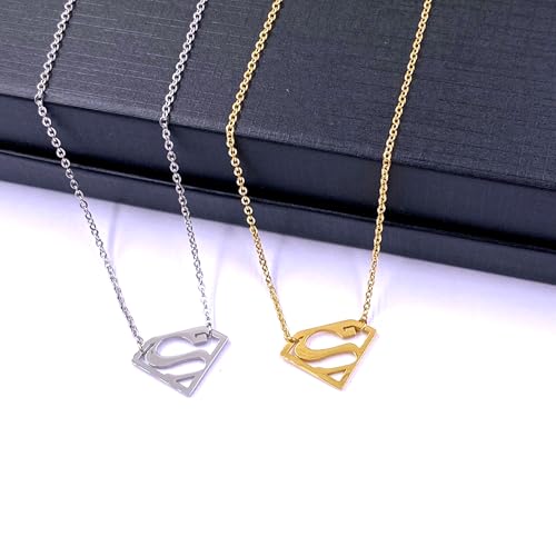 Tapp Collections Stainless Steel Superhero Pendant Necklace - color: Super-W / Steel Chain / Silver Color