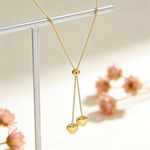 Gold Lariat Necklace for Women Heart Pearl Y - Shaped Long Necklace Simple Chain Trendy Jewelry Gifts - color: Gold-B