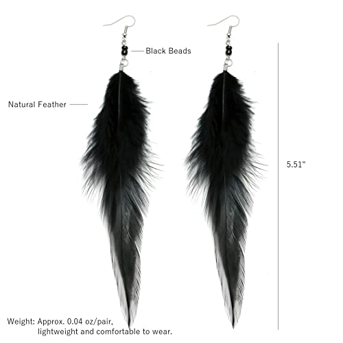 RUOFFETA Long Feather Earrings for Women, Boho Bohemian Earrings Multicolor Tassel Handmade Feather Earrings for Women Dangling - style: Style M