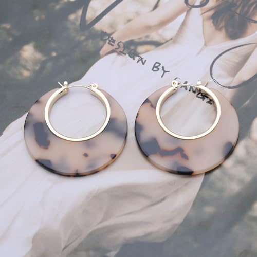 Acrylic Leopard Hoop Earrings Tortoise Shell Dangle Earrings Leopard Acrylic Hoop Drop Resin Large Geometric Round Studs Jewelry for Women