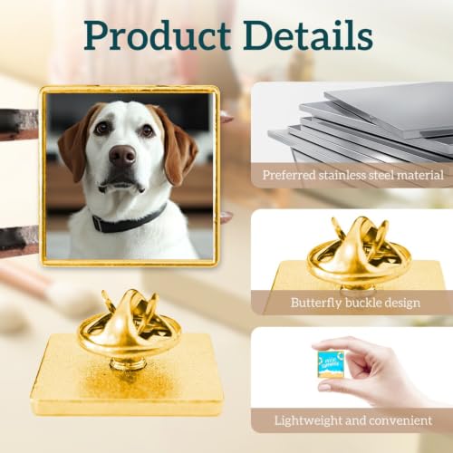 Custom Pins with Logo - Customized Buttons for men Women Customized pin - color: Square and Gold