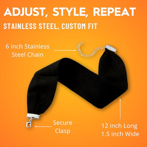 Velvet Choker for Women, Wide 1.5" 90s Ribbon Adjustable 12–18" with Stainless Steel Clasp, Soft Skin-Friendly Velvet — Black - color: Green